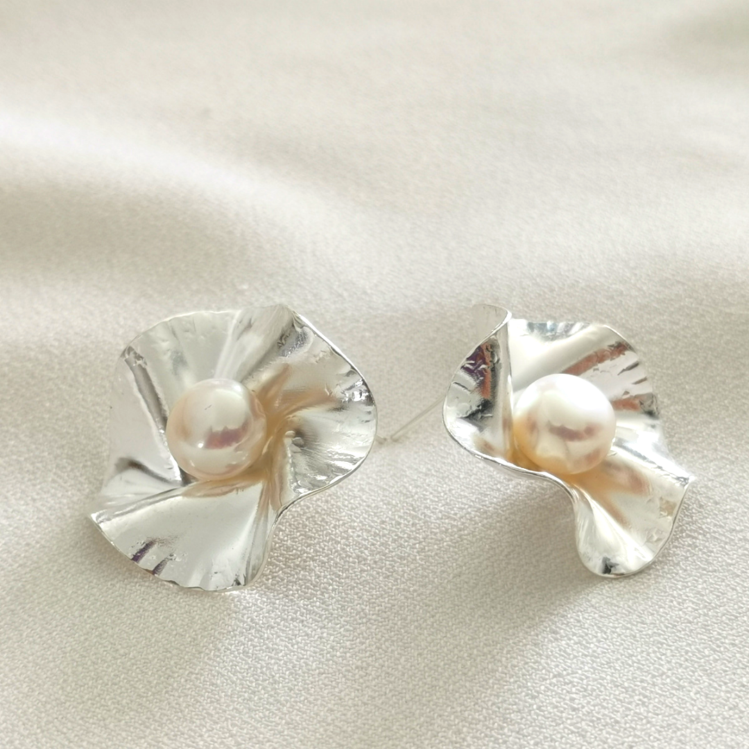 Beads Folded Circles Earrings