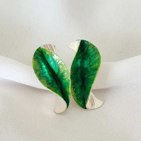Dry Leaf Earrings in Silver